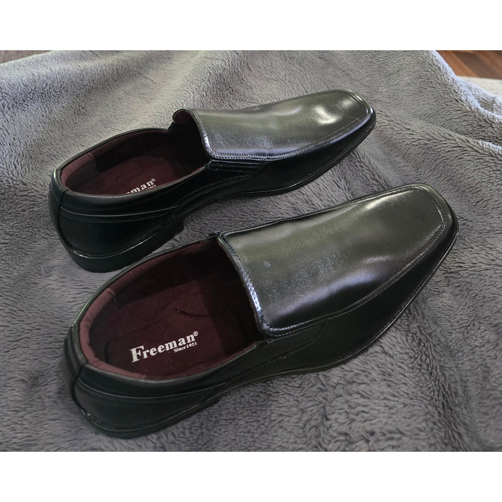 Freeman Mens Black Square Toe Slip On Dress Shoes Loafers Size 12 NWT